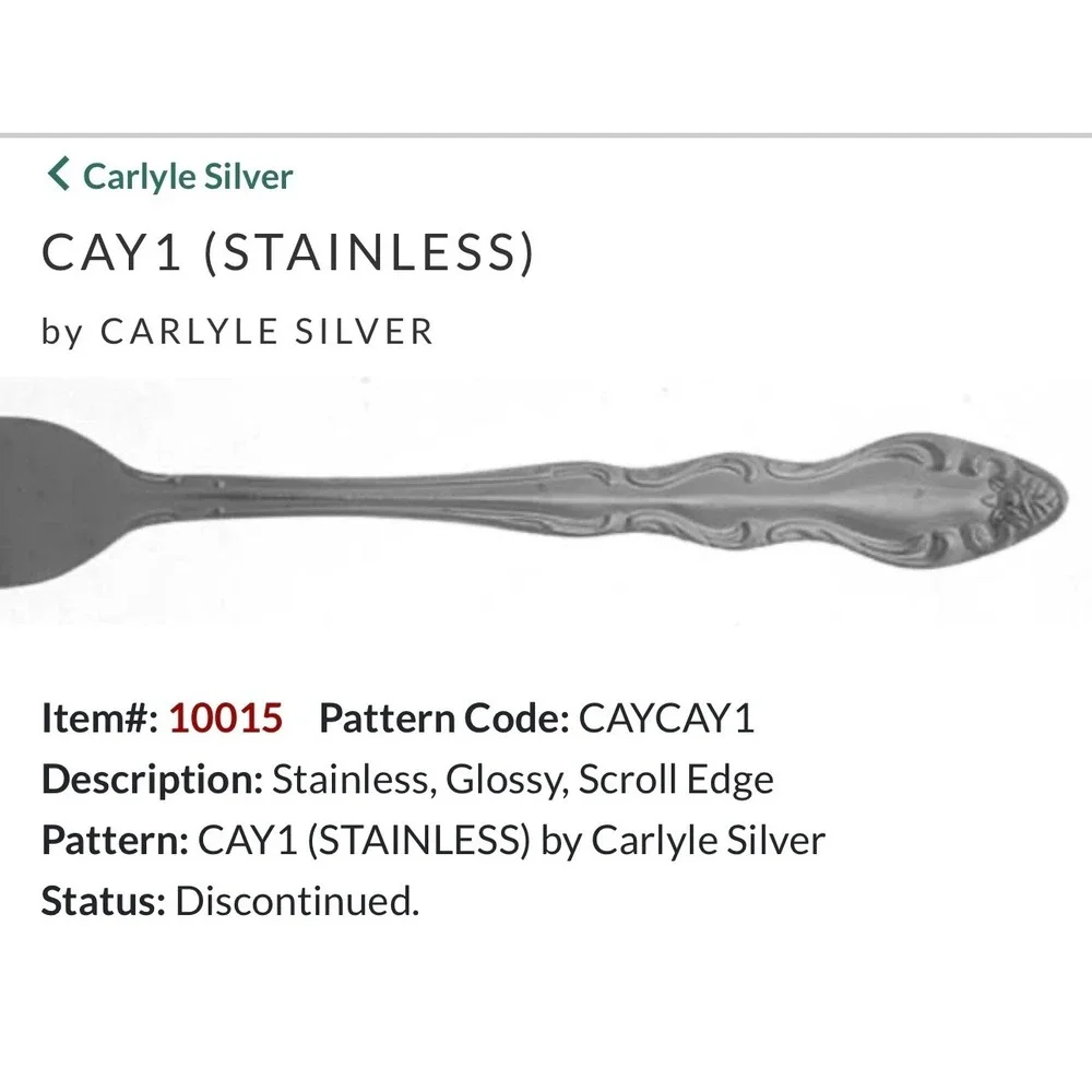 Carlyle Silver CAY1 Stainless Cold Meat Serving Forks Set of 3 Scroll Edge 8.5in